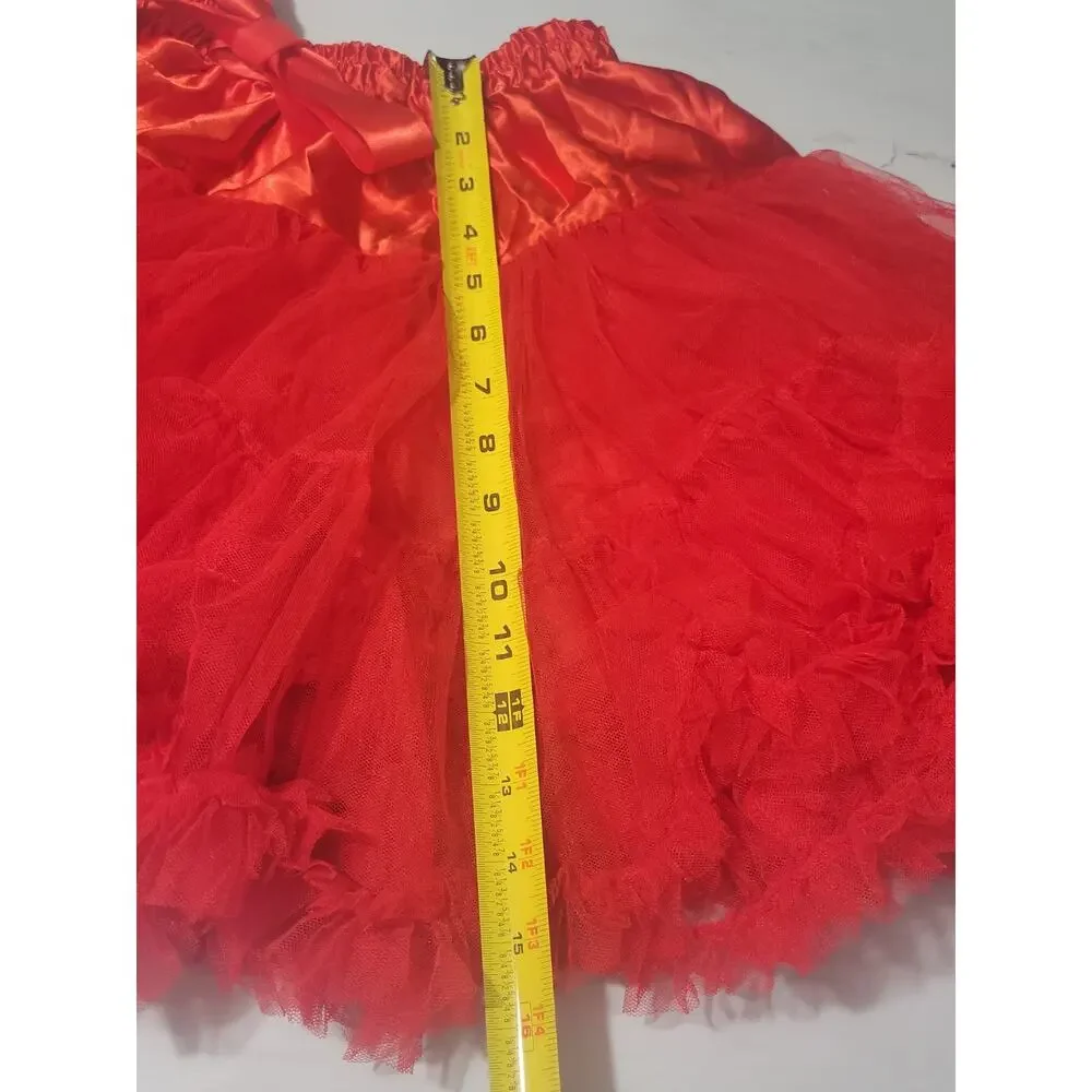 Girls Bright Red Tulle Tutu Skirt Layered Dance Ballet Christmas Costume Party S